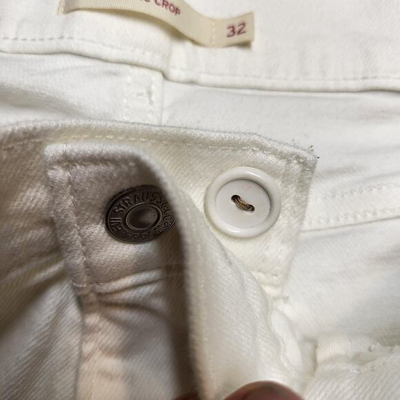 Levi's Classic Crop Jeans Womens 14 White Stretch Denim 5-Pocket Casual - Picture 3 of 12